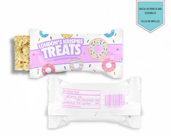 Donut Rice Krispie Treats Wrappers: Birthday Party Favors (Digital or Printed)