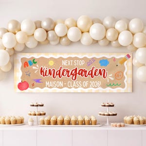 Kindergarten Graduation Banner | Custom Party Decor (Digital Download) | 2x6 Banner image 1