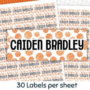 Basketball School Supply Labels, Personalized Name Stickers, Back to School Tags, Custom Kids Labels, Sports Name Stickers