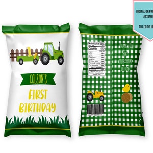 Tractor Custom Party Chip Bags| Favor Bag |  Farm Birthday | Tractor Favor | Goodie Bag | Digital | Printable | Printed |