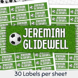 Soccer School Supply Labels, Personalized Name Stickers, Back to School Tags, Custom Kids Labels, Sports Name Stickers