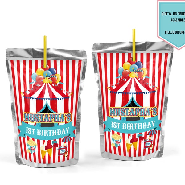 Carnival Personalized Capri Sun Labels | Carnival Party Supplies | Circus Birthday | Carnival Birthday Party |