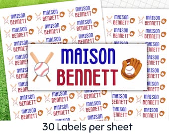 Etiquetas personalizadas de béisbol para la vuelta al cole: pegatinas impermeables con nombre