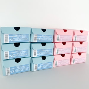 Personalized Pink And Blue Gender Reveal Mini Sneaker Favor Boxes, Party Favors, Shoe Box For Boy or Girl, Baby Shower favors for guests