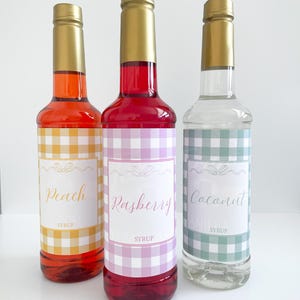 Custom Dirty Soda Syrup Labels | Personalized Gingham Drink Bar Wraps