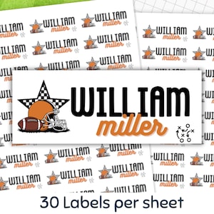 Football School Supply Labels, Personalized Name Stickers, Back to School Tags, Custom Kids Labels, Sports Name Stickers