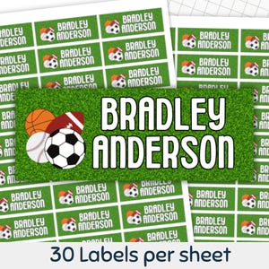 Sports School Supply Labels, Personalized Name Stickers, Back to School Tags, Custom Kids Labels, Sports Name Stickers