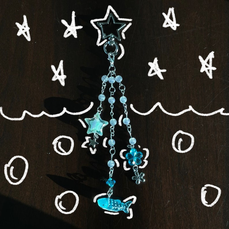 Blue Flower Whale Shark Keychain aesthetic, Soft, Coquette, Cottagecore ...