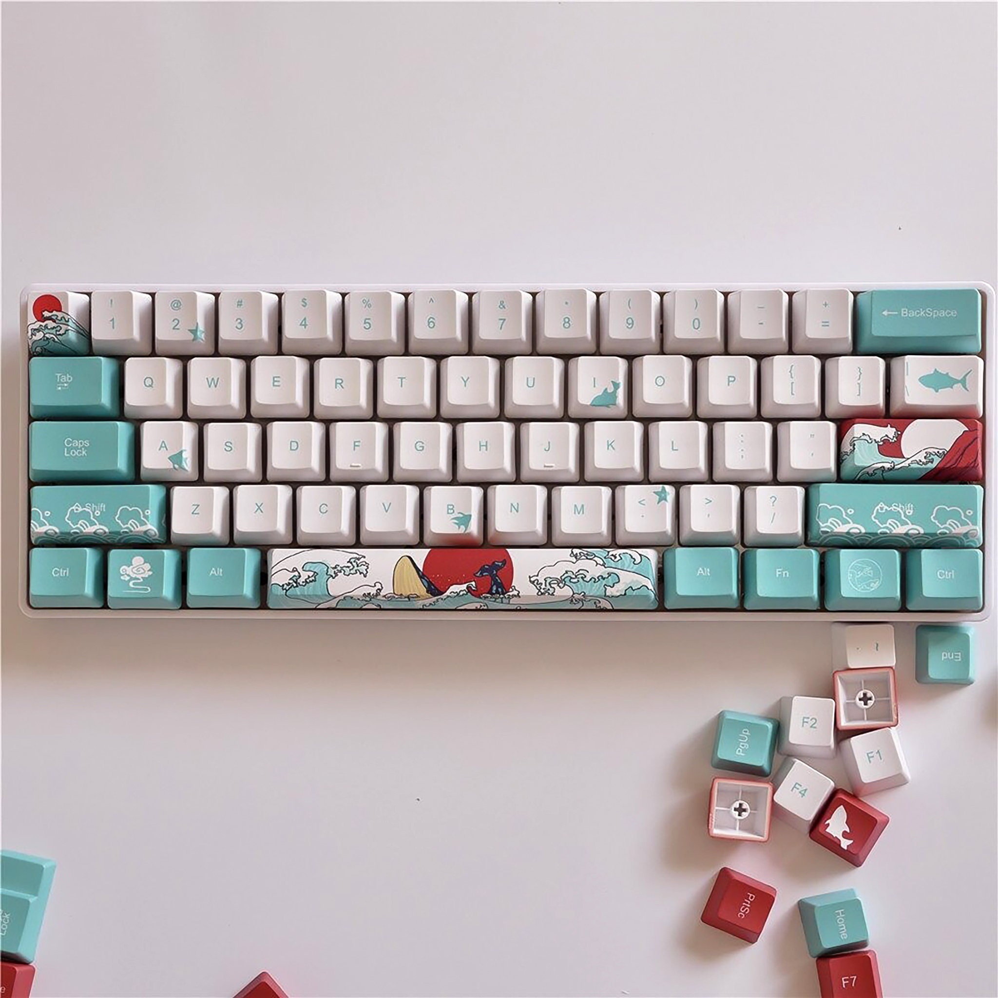 108 Japanese Coral Sea keycap PBT sublimation keys mechanical Etsy