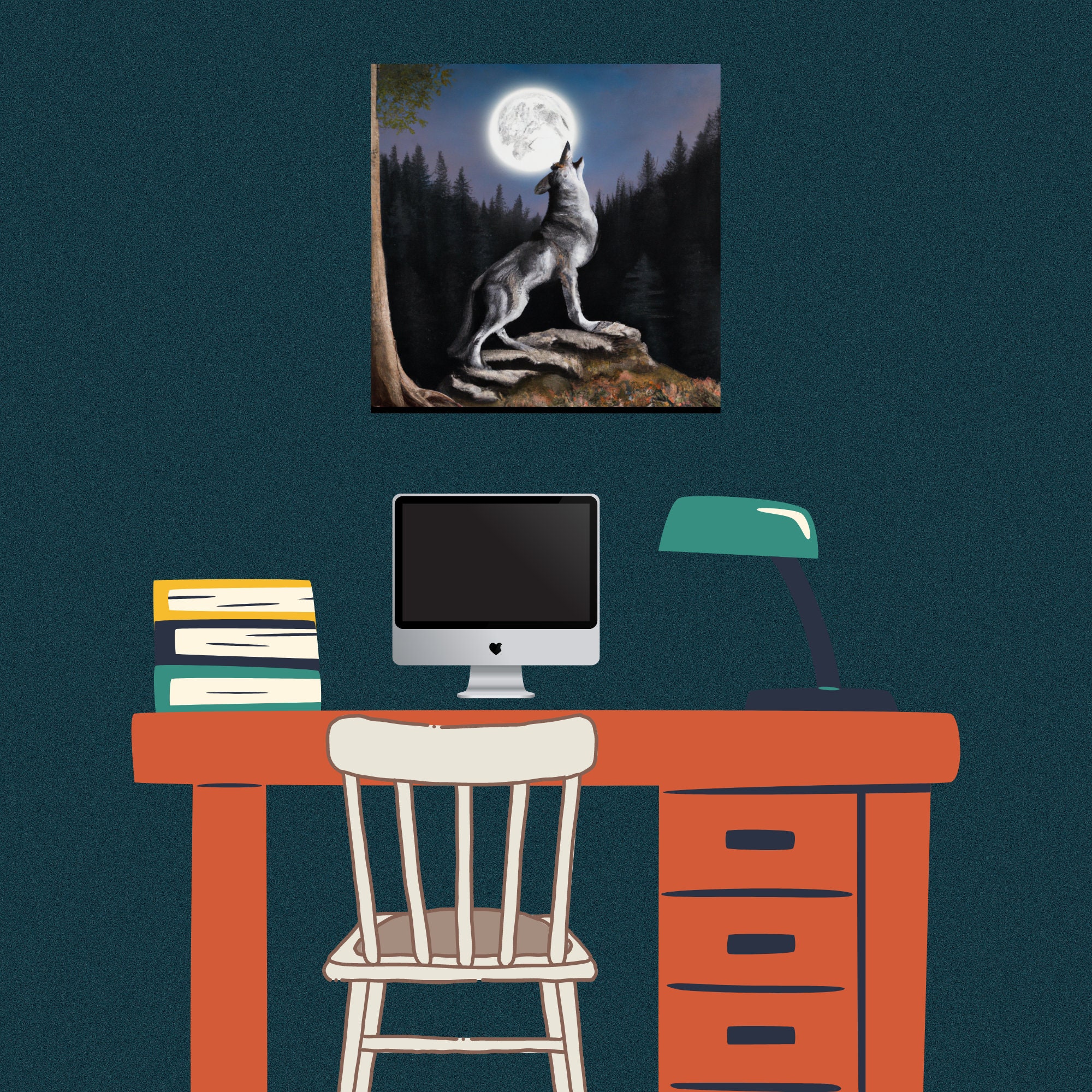 Michelangelo Style Painting Of A Wolf In A Clearing On A Cliff Etsy