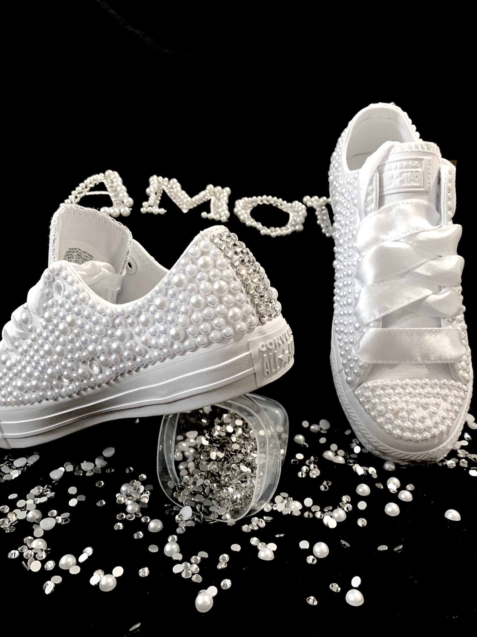 Custom Pearl and Bling Sneakers Etsy