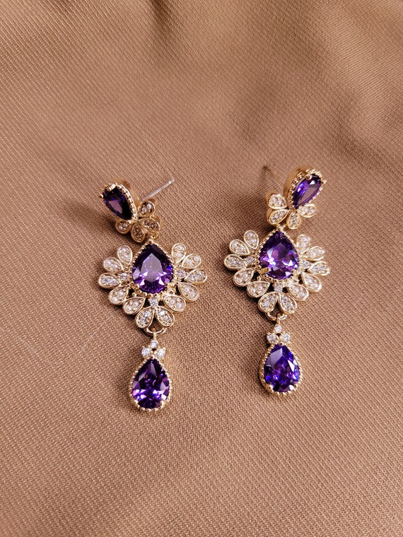 Etsy amethyst deals earrings