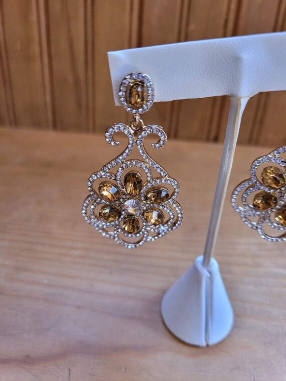 Austrian Crystal Floral Earrings - image 4