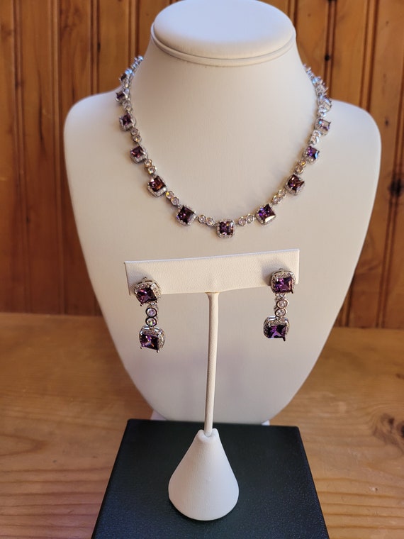 Amethyst and Diamond Necklace and Earring Set - image 10