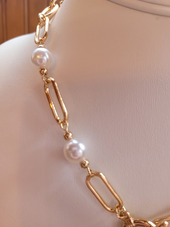 Pearl Portrait Chain Link Necklace - image 3