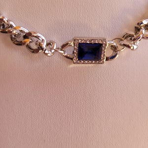 Blue Crystal Solitaire Chain Necklace