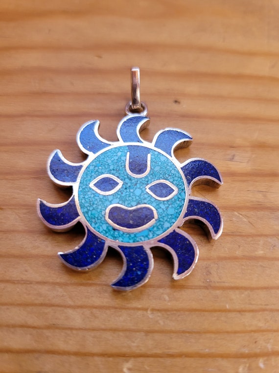 Lapis and Turquois Sun Pendant - image 3