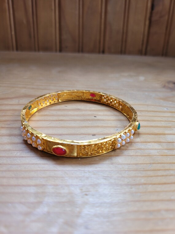 Ruby and Emerald Bangle Bracelet - image 2