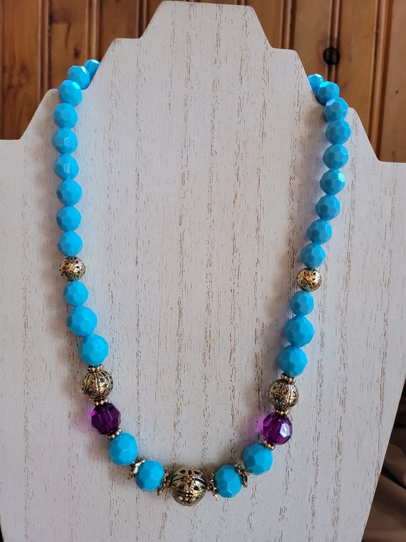 Aquamarine and Amethyst Necklace