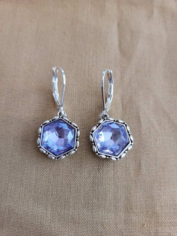 Amethyst Hexagon Earrings