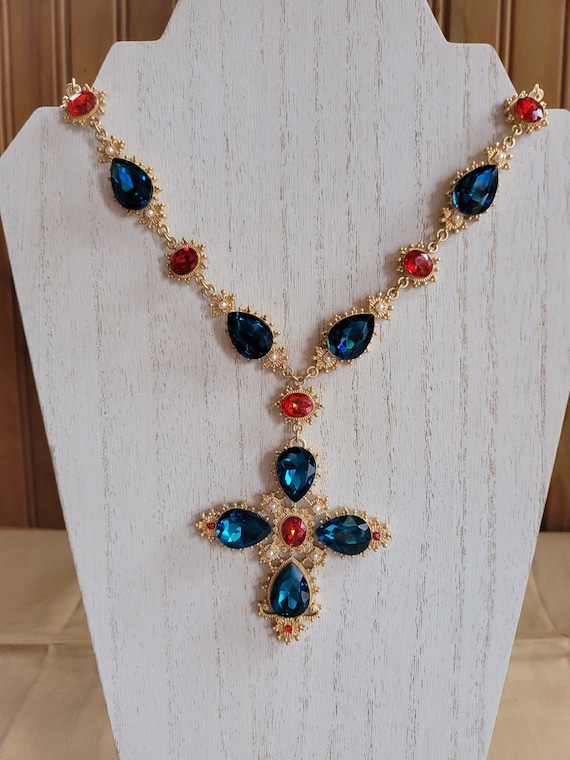 Gemstone Cross Necklace - image 2
