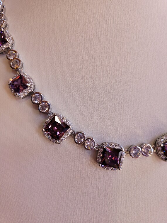Amethyst and Diamond Necklace and Earring Set - image 5