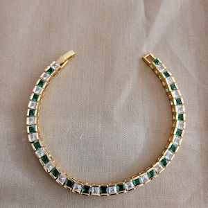 Emerald and Diamond Tennis Bracelet