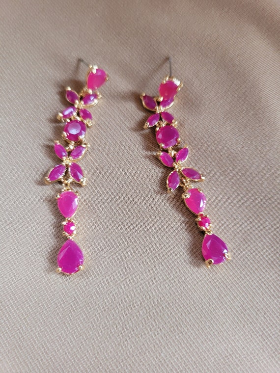 Floral Ruby Earrings - image 2