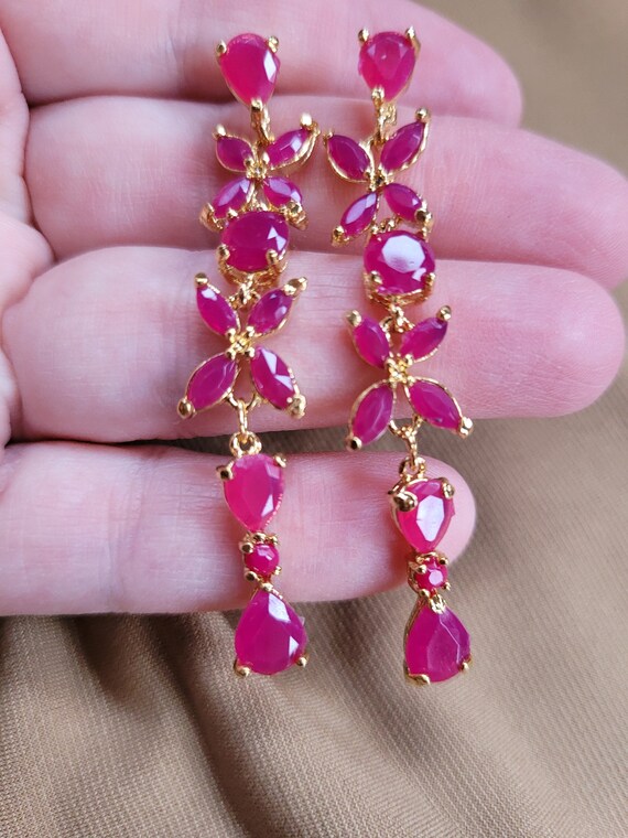 Floral Ruby Earrings - image 7