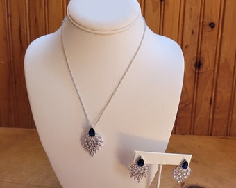 Sapphire and Diamond Necklace and Earring Set