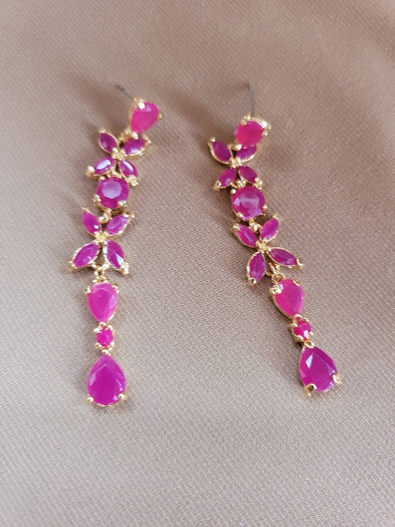Floral Ruby Earrings - image 1