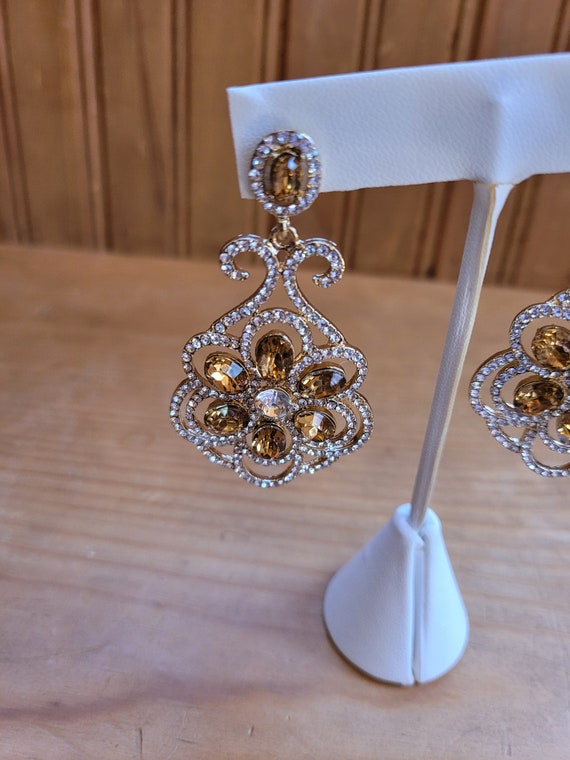 Austrian Crystal Floral Earrings - image 5