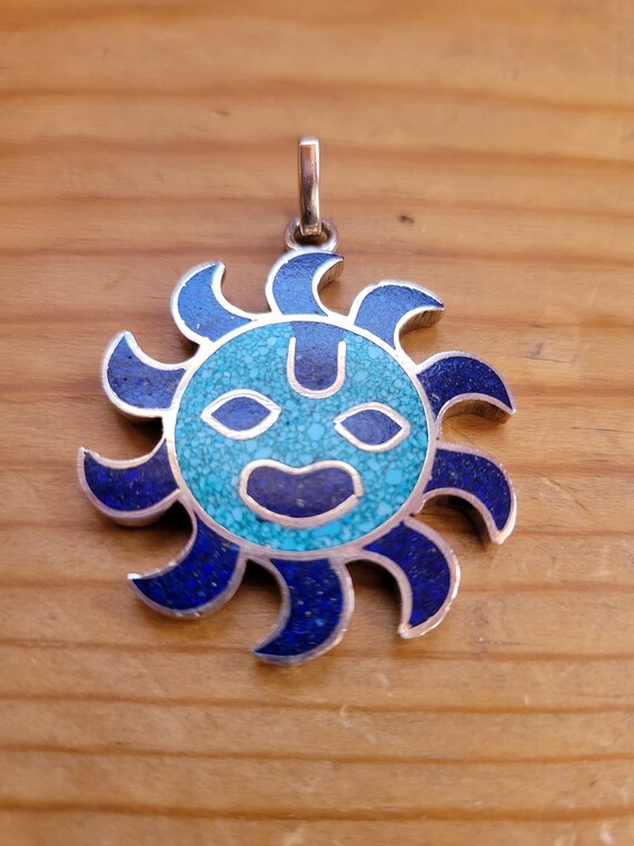 Lapis and Turquois Sun Pendant - image 5