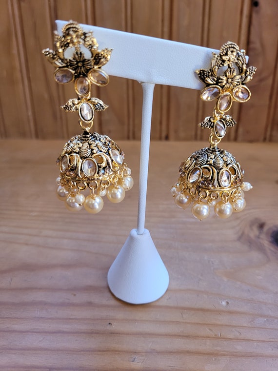 Golden Pearl Tassel Earrings
