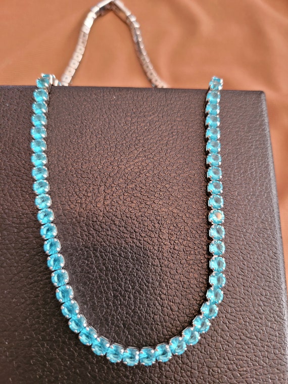 Aquamarine tennis necklace deals