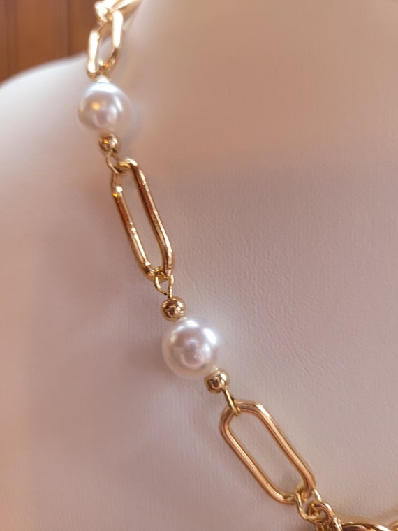 Pearl Portrait Chain Link Necklace - image 4