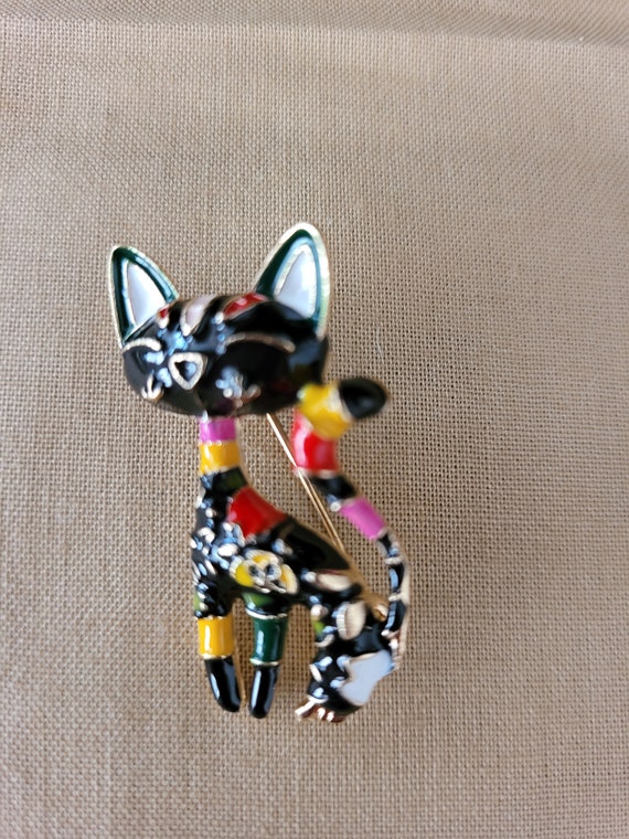 Black cheap cat brooch