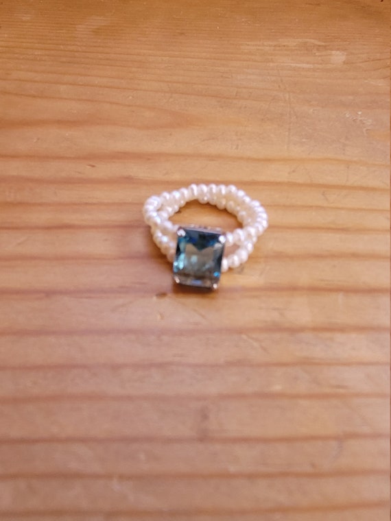 Aquamarine and Pearl Ring