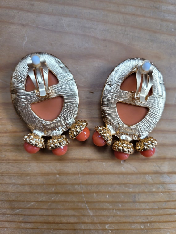 Coral Cameo Earrings - image 5