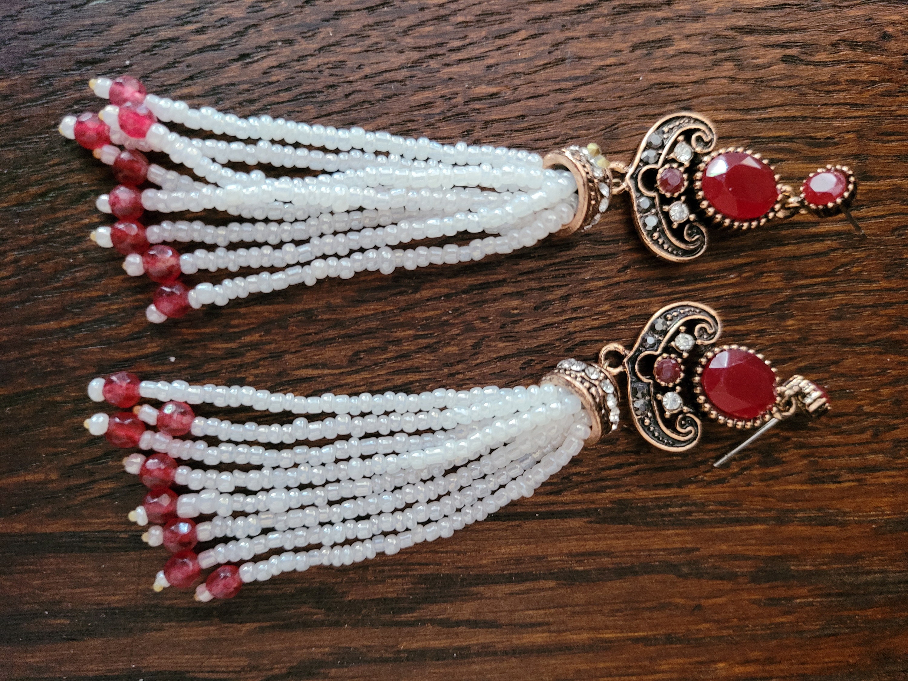 Garnet tassel earrings clearance