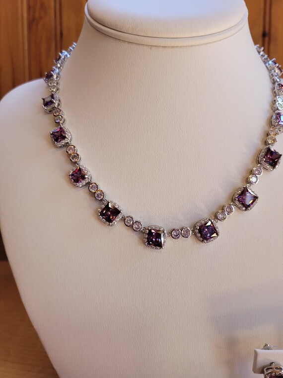 Amethyst and Diamond Necklace and Earring Set - image 4