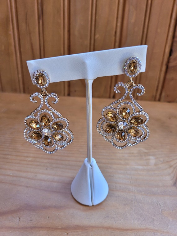 Austrian Crystal Floral Earrings - image 3