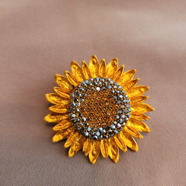 Sunflower Brooch Etsy