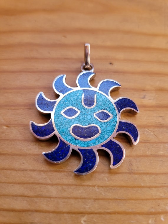 Lapis and Turquois Sun Pendant - image 1