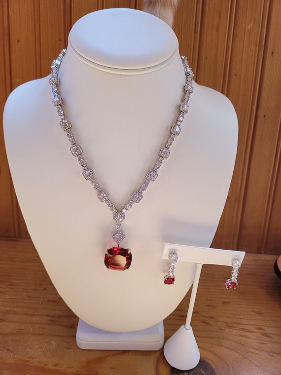 Crystal Necklace and Earring Set - image 1