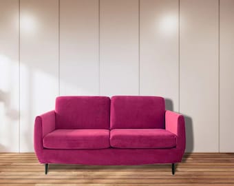 Velvet Fuchsia SMEDSTORP 2 Seat Sofa Cover, 700+ fabric options, Custom made cover For SMEDSTORP Loveseat,Couch, Slipcover,Replacement Cover