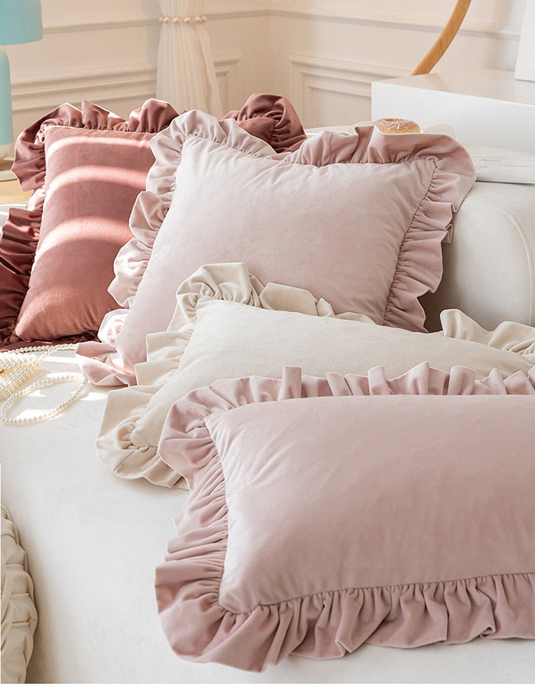 Many Colors, Pink Velvet Throw Pillow Cover, Pillow Sham, Square Pillow