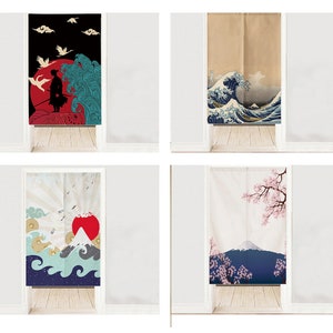 Noren Door Curtain ,Ukiyoe Tapestry Noren Panel, Japanese Curtain, Short Noren, Custom Doorway curtain,47 Patterns