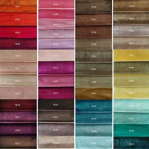 Velvelt fabric samples, Cotton velvet swatches,Curtain fabric samples, YQ-82 colors  , Cotton velvet, blackout velvet.