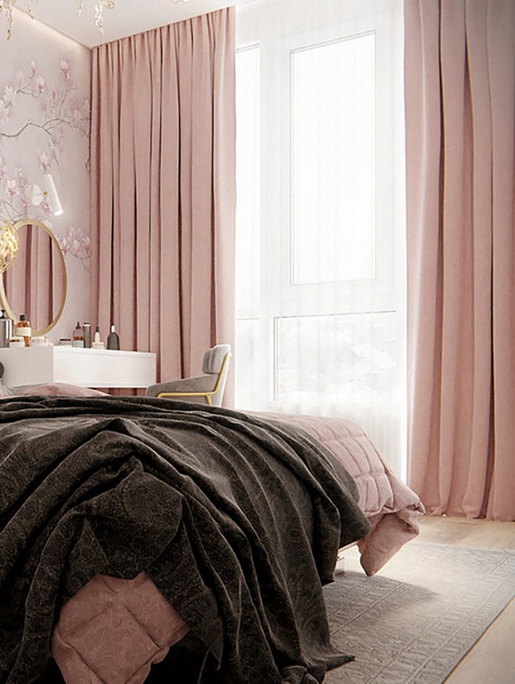 Coppia di tendaggi per tende di velluto rosa petalo, centinaia di colori,  qualsiasi dimensione, tende da soggiorno e camera da letto, tende  personalizzate, YQ-11, tenda per ragazze -  Italia